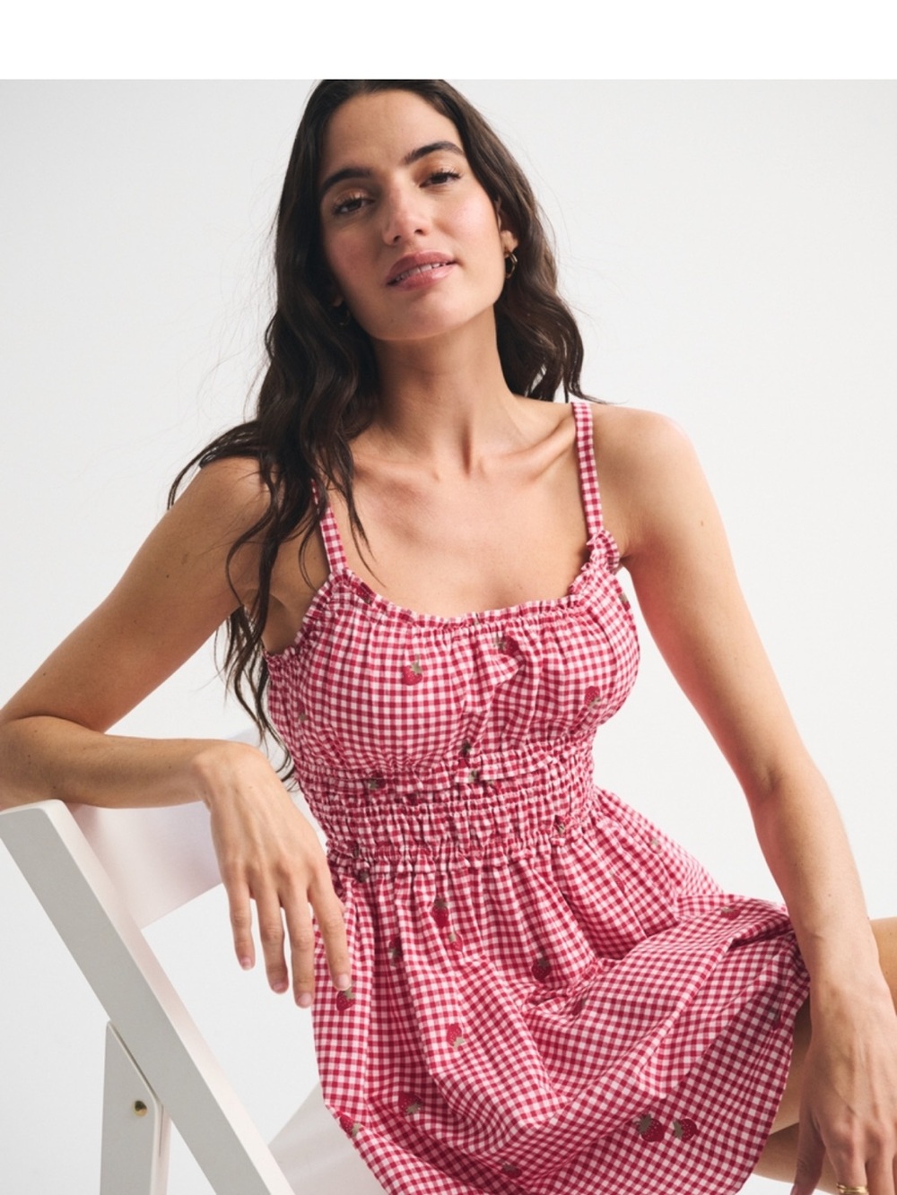 Abercrombie & Fitch Pink Gingham Smocked Mini Dress - Picture 2 of 6